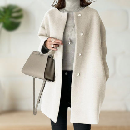 Renata – Mid-Length Collarless Button Coat