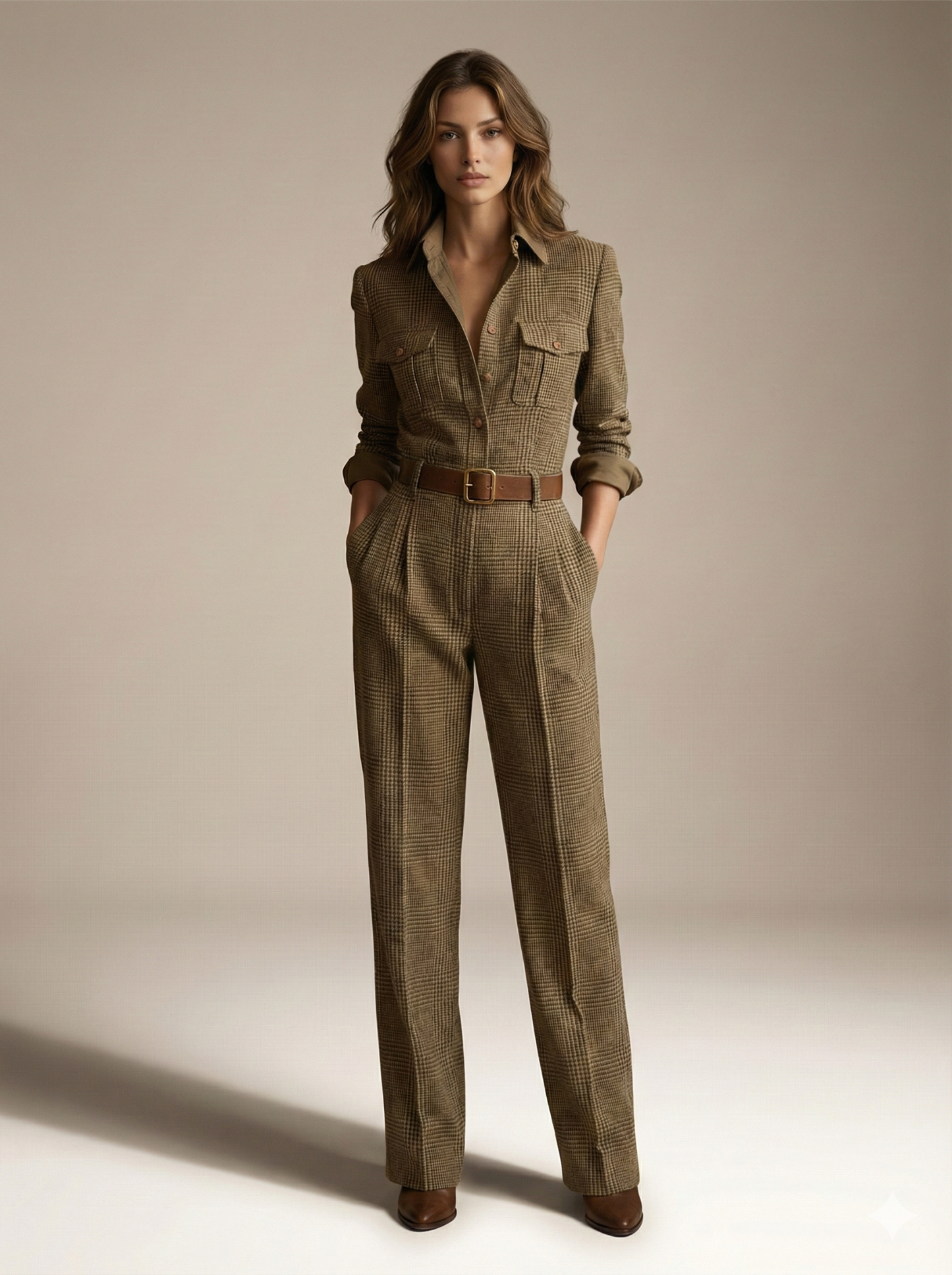 Gretchen – Tailored Check Utility Jumpsuit