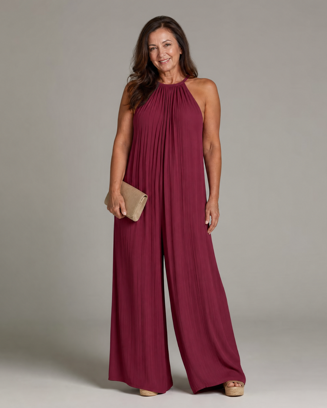 Talia | Pleated Halter Relaxed Jumpsuit