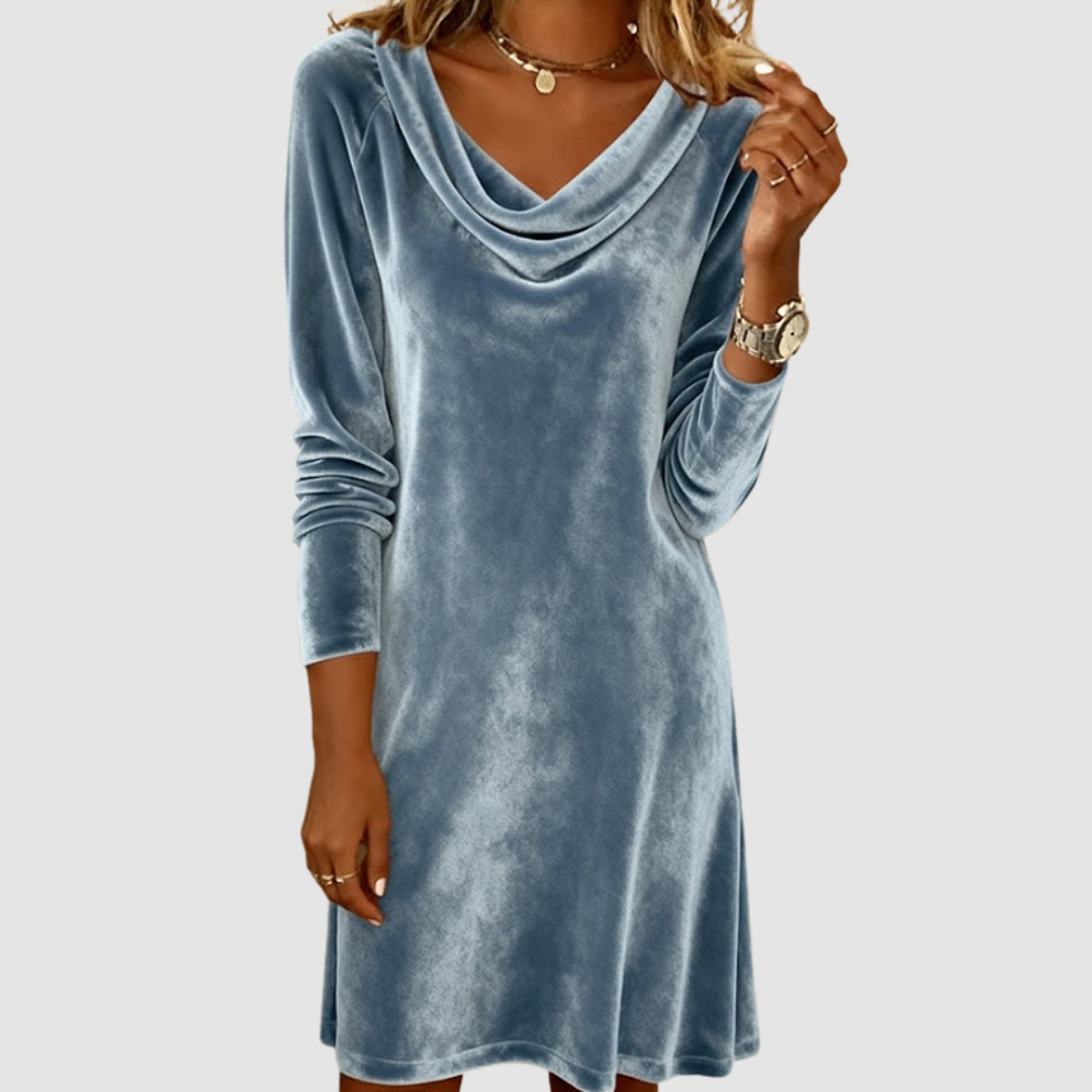 Stephanie – Velvet Cowl Neck Midi Dress