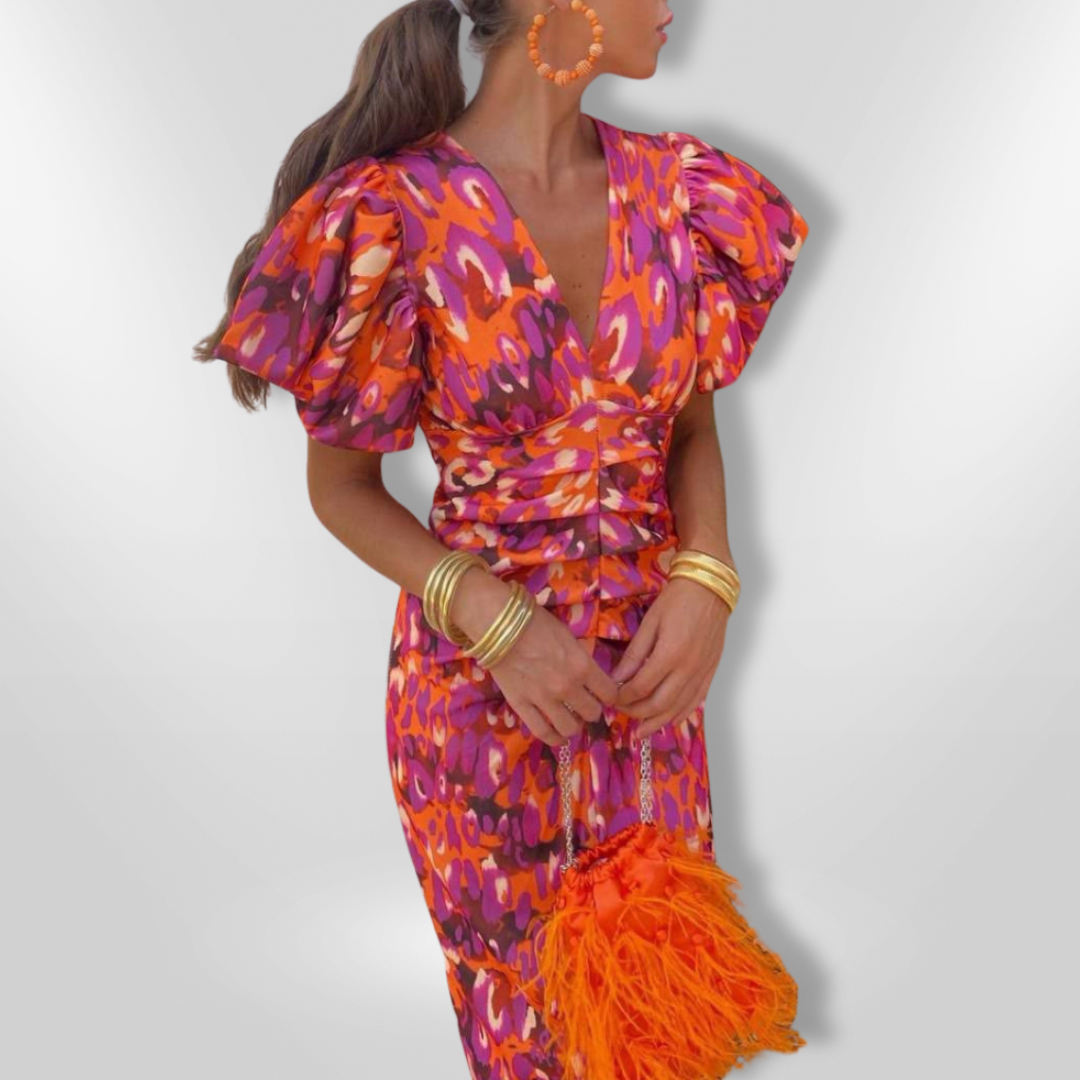 Dior | Pleated Sleeve Colourful Dress