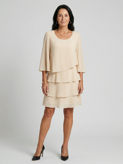 Harper | Layered Flare Sleeve Knee Length Dress