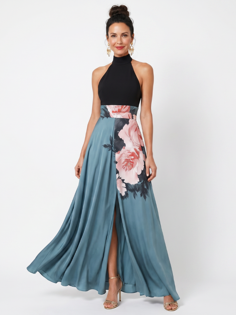 Abigail | Halter Floral Maxi Dress