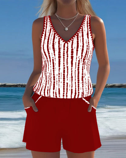 Deborah – Printed Tank Top and Shorts Set