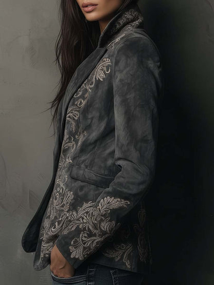 Reba – Embossed Floral Tailored Blazer