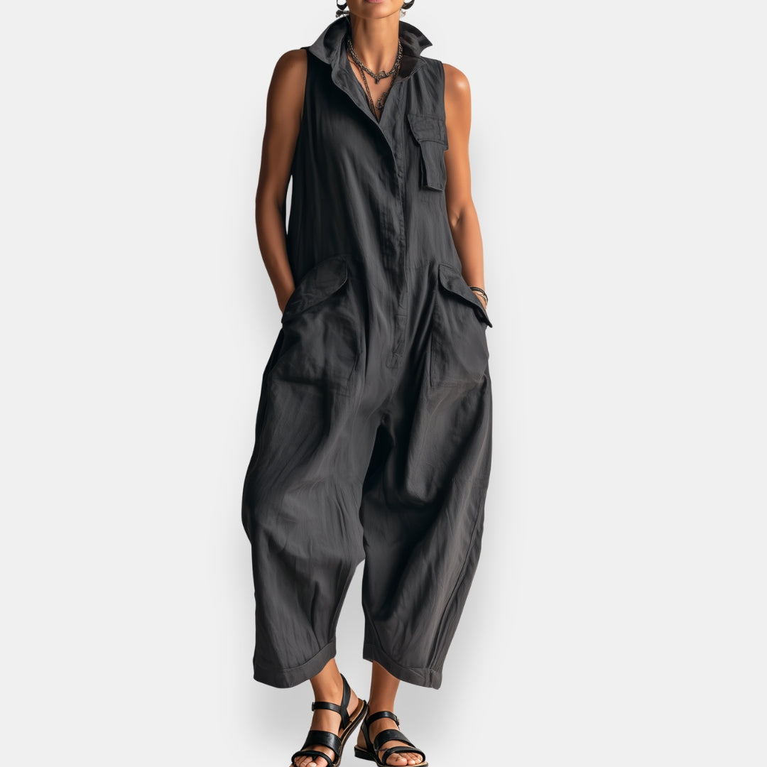 Victoria – Sleeveless Cargo Jumpsuit