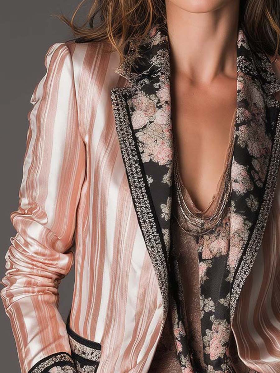 Odessa – Striped Satin-Look Bohemian Blazer
