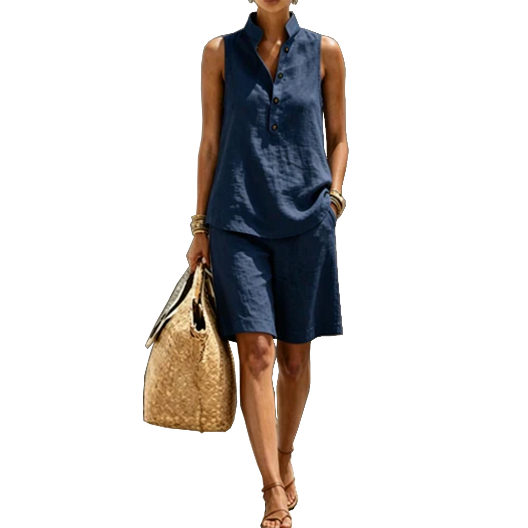 Janice – Relaxed Linen-Look Shorts Set