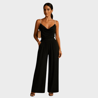 Jennifer – Pearl Strap Wide-Leg Jumpsuit