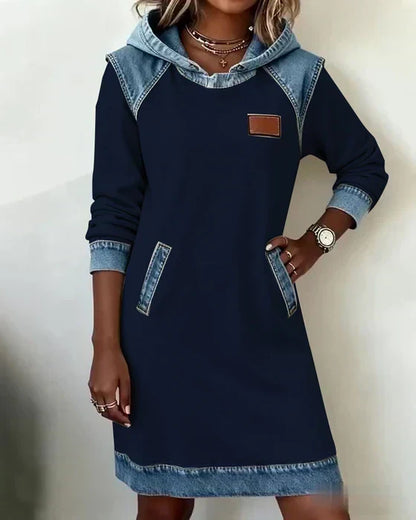 Alexa | Cosy Contrast Hooded Dress