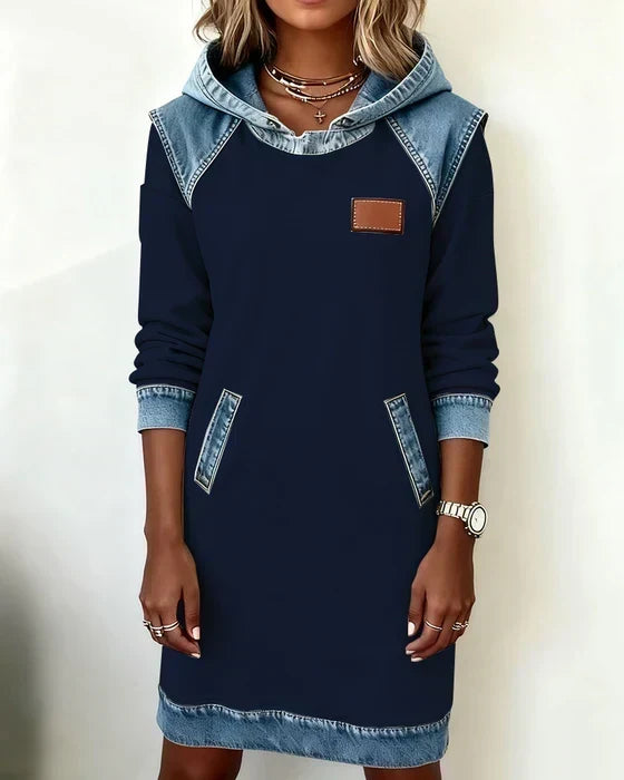 Alexa | Cosy Contrast Hooded Dress