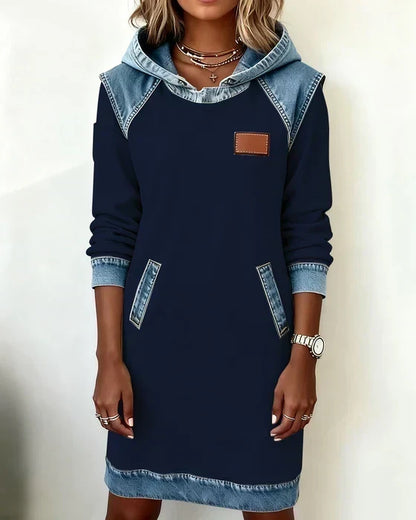 Alexa | Cosy Contrast Hooded Dress