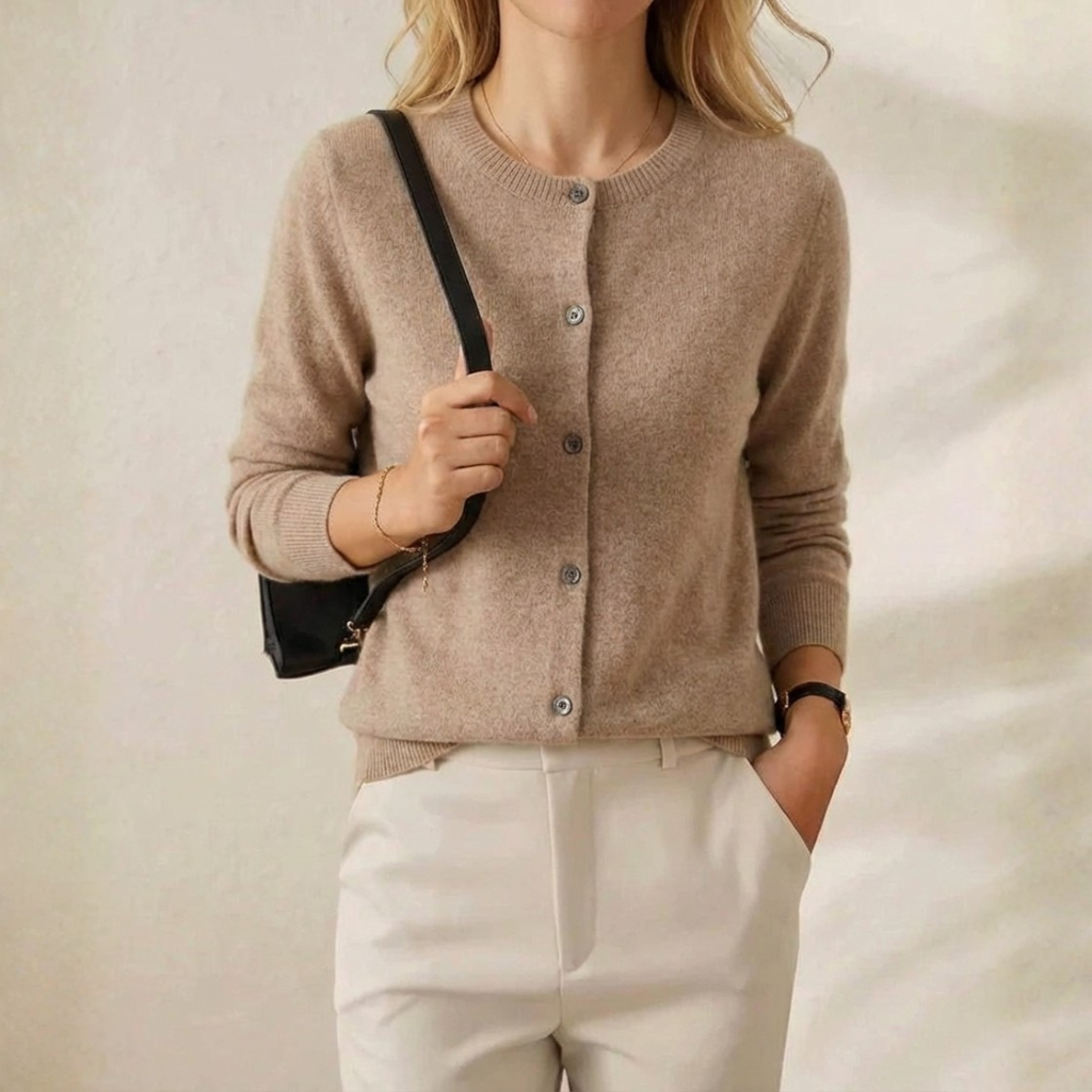 Cassandra – Crew Neck Button Knit Cardigan