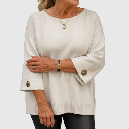 Helen – Relaxed Knit Jumper with Button Cuffs