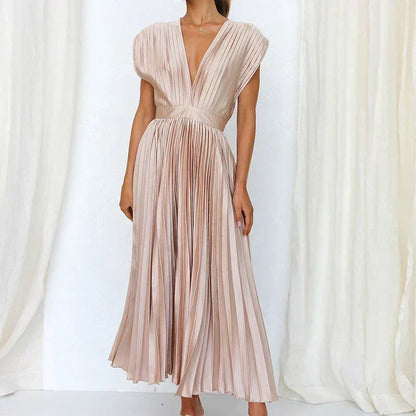 Kendall | V-Neck Maxi Dress with Pleats
