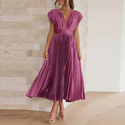 Kendall | V-Neck Maxi Dress with Pleats