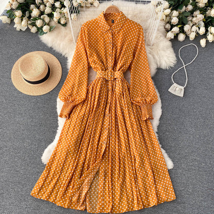 Keturah | Polka Dot Chiffon Pleated Dress