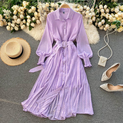 Keturah | Polka Dot Chiffon Pleated Dress