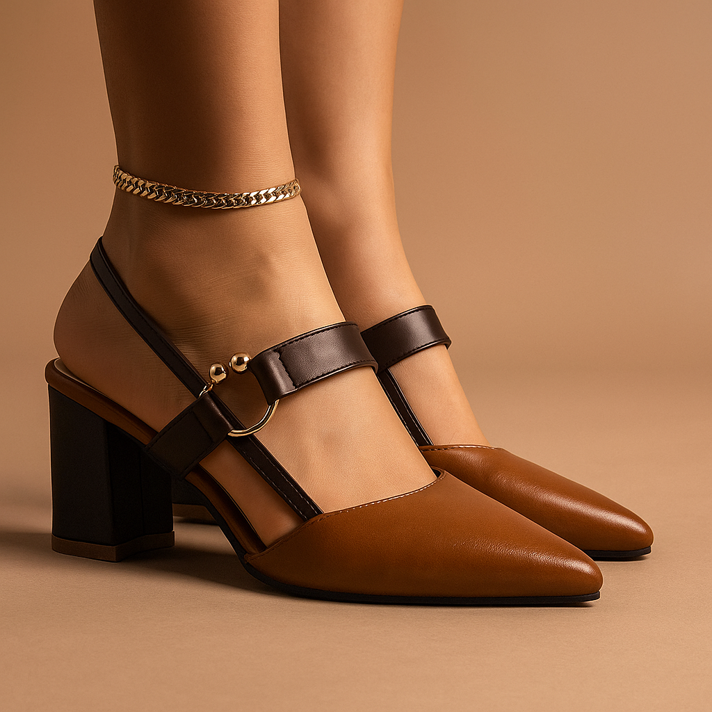 Angela – Pointed Slingback Block Heel