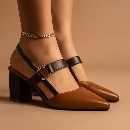 Angela – Pointed Slingback Block Heel