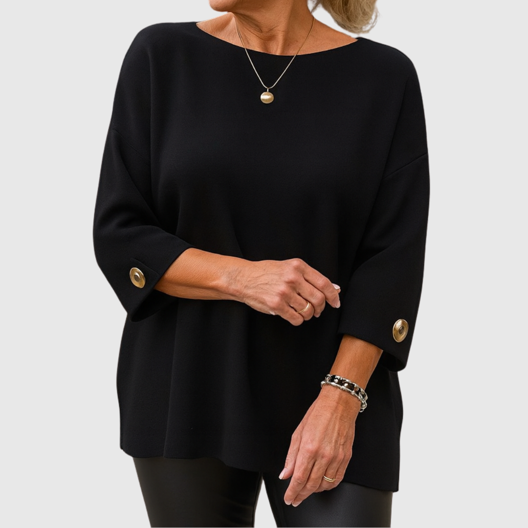 Helen – Relaxed Knit Jumper with Button Cuffs