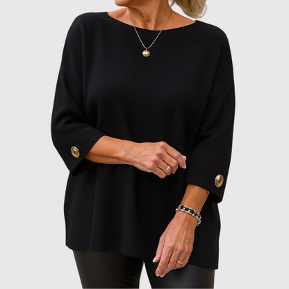 Helen – Relaxed Knit Jumper with Button Cuffs
