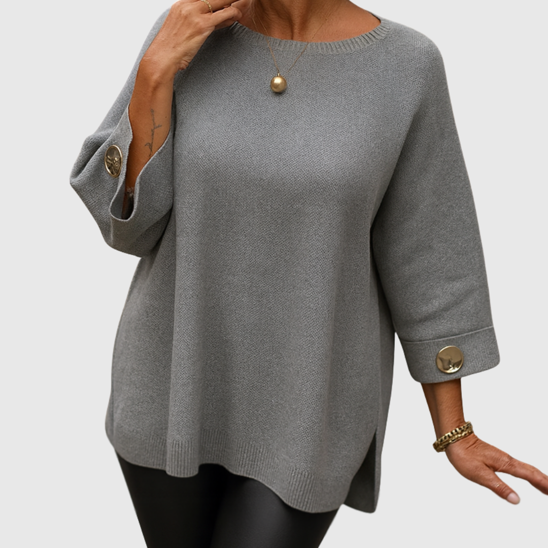 Helen – Relaxed Knit Jumper with Button Cuffs