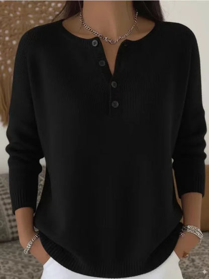 Andrea – Elegant Henley Knit Jumper