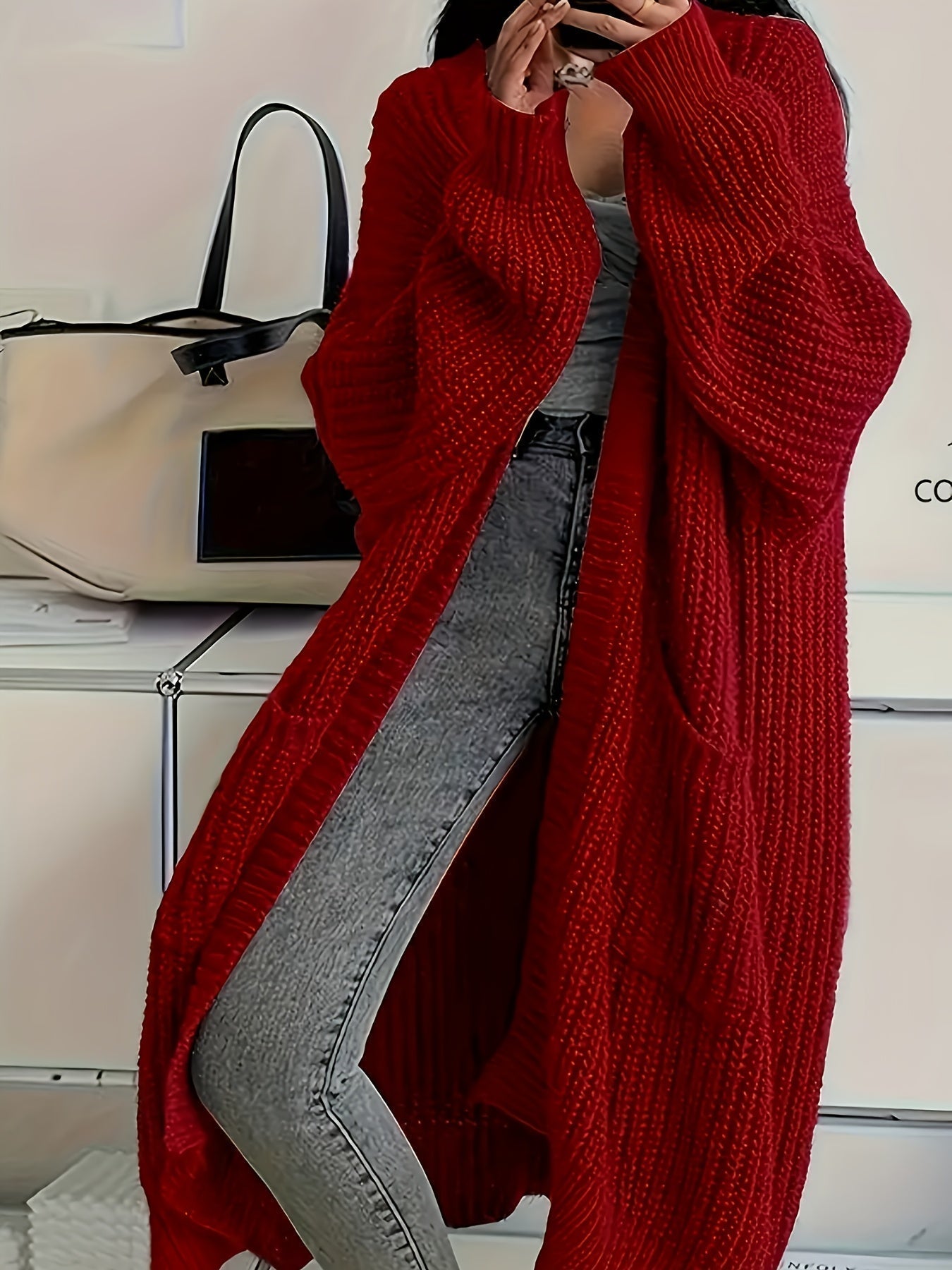Kari – Longline Chunky Knit Open Cardigan