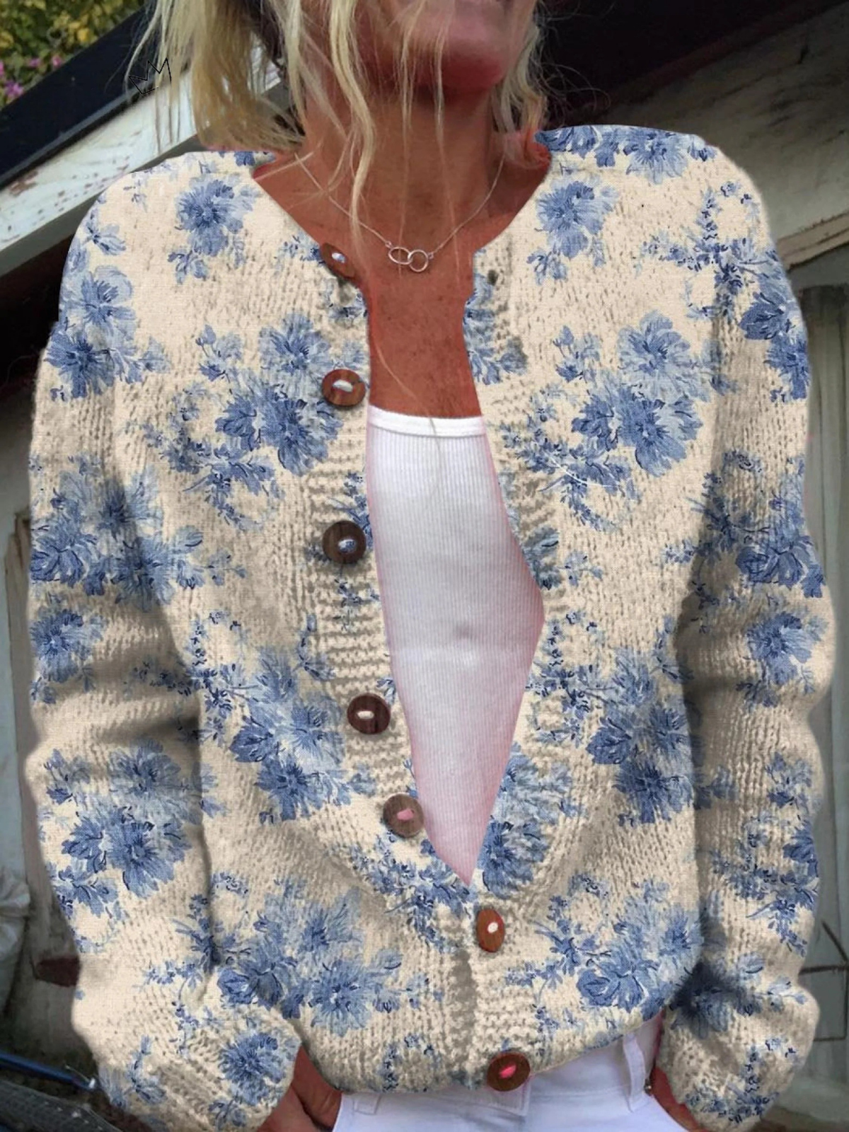 Vera – Floral Knit Button-Up Cardigan