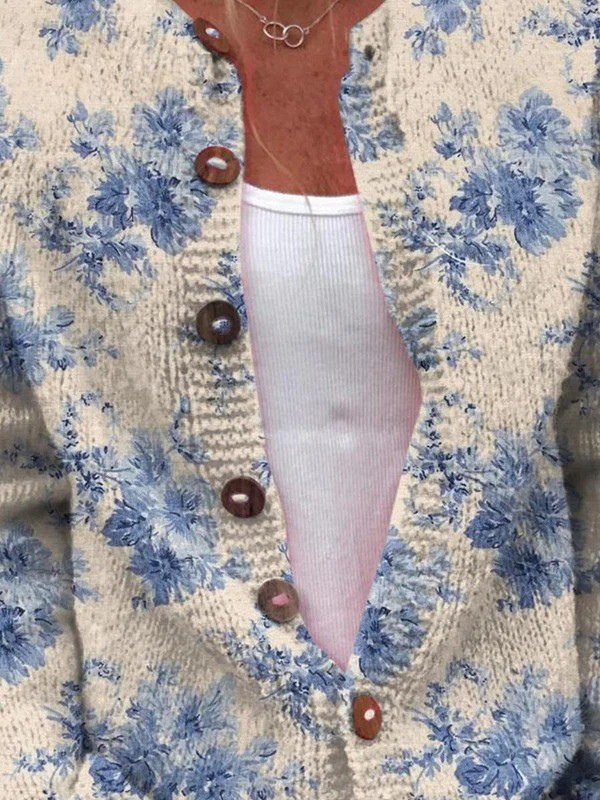 Vera – Floral Knit Button-Up Cardigan