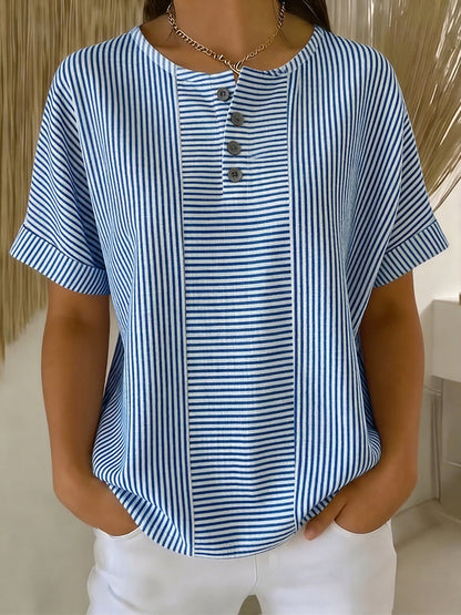 Tanya – Striped Button-Front Top
