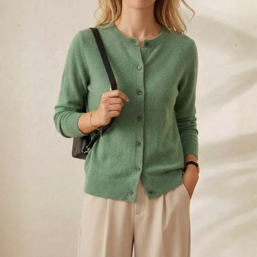 Cassandra – Crew Neck Button Knit Cardigan
