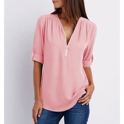 Henley | Chic Zipper Blouse