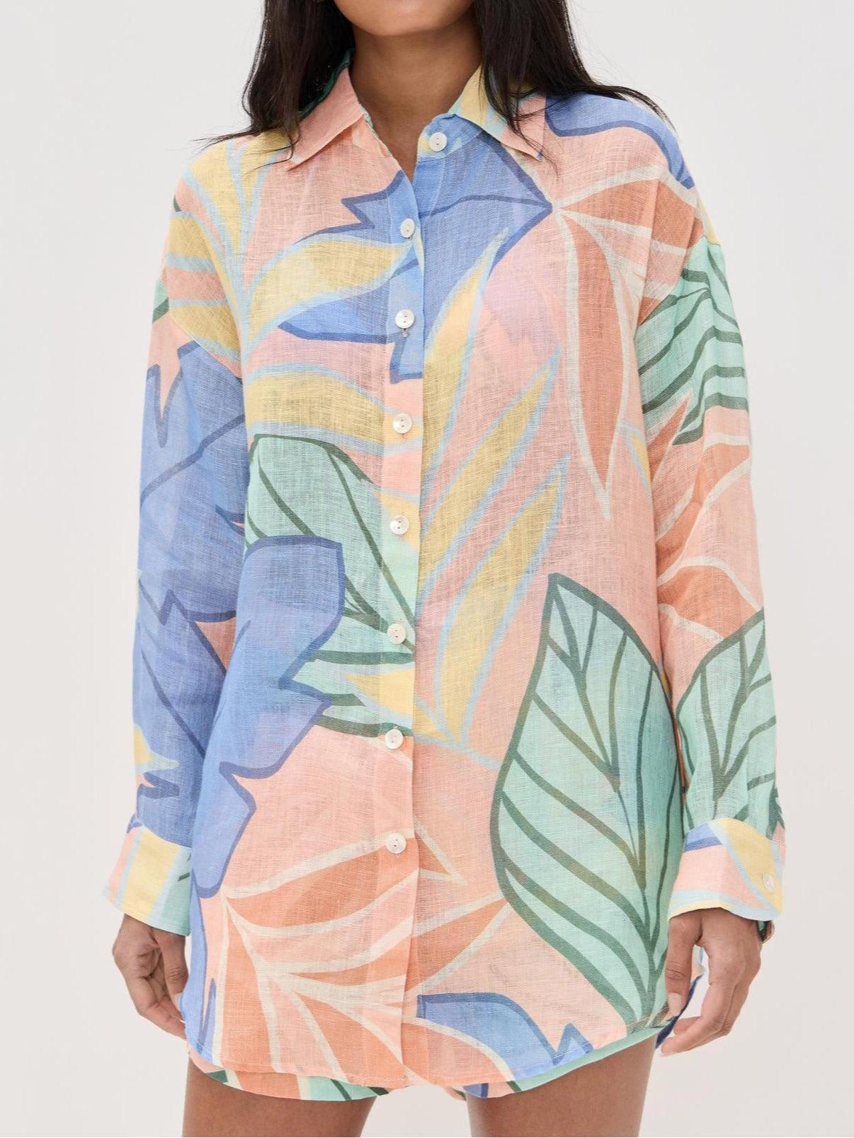 Jaelynn | Tropical Leaf Printed Short Set