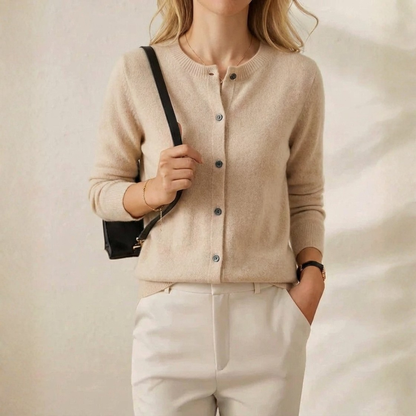 Cassandra – Crew Neck Button Knit Cardigan