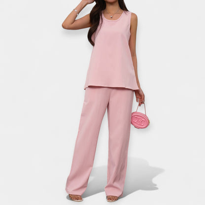 Sahasra | Relaxed Ensemble with Sleeveless Blouse and Flowing Pants