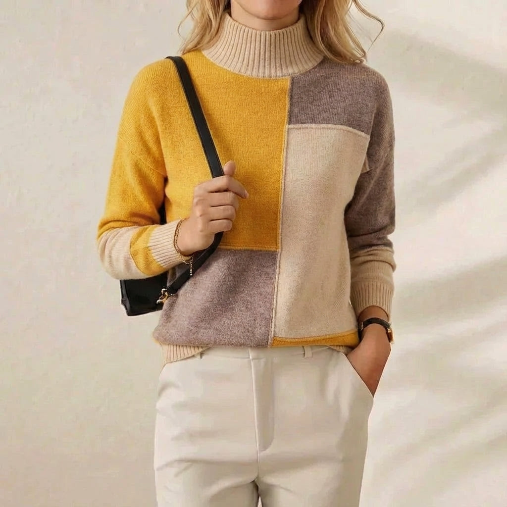 Melinda – Colour-Block Turtleneck Knit Jumper