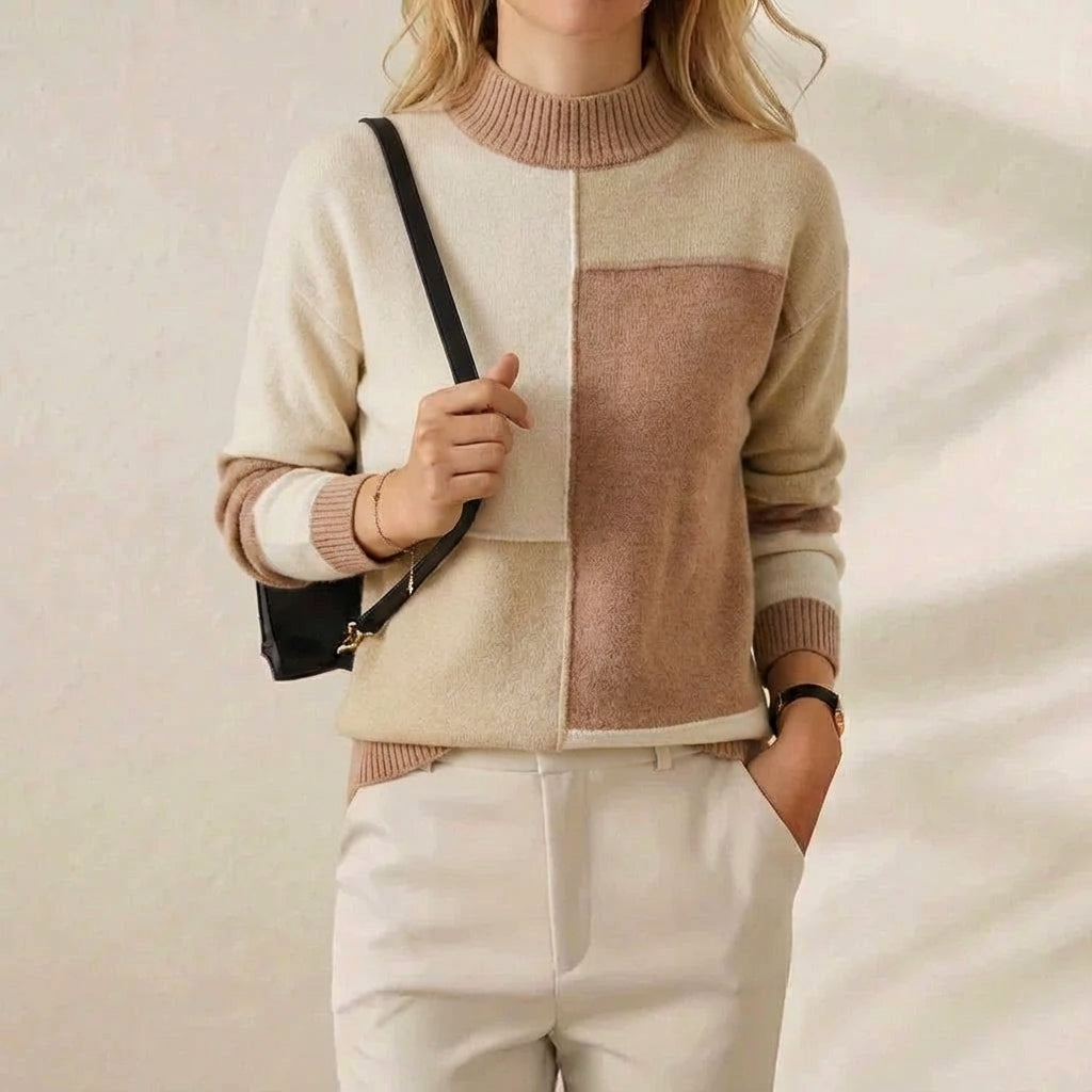 Melinda – Colour-Block Turtleneck Knit Jumper