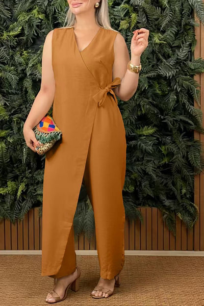 Elizabeth – Wrap Front Sleeveless Jumpsuit
