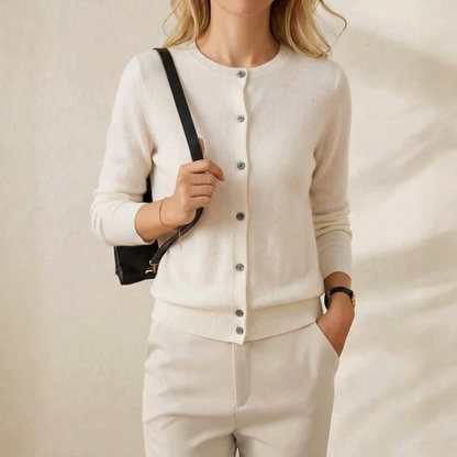 Cassandra – Crew Neck Button Knit Cardigan