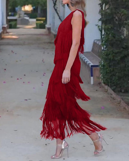 Endora | Off Shoulder Elegant Fringe Dress