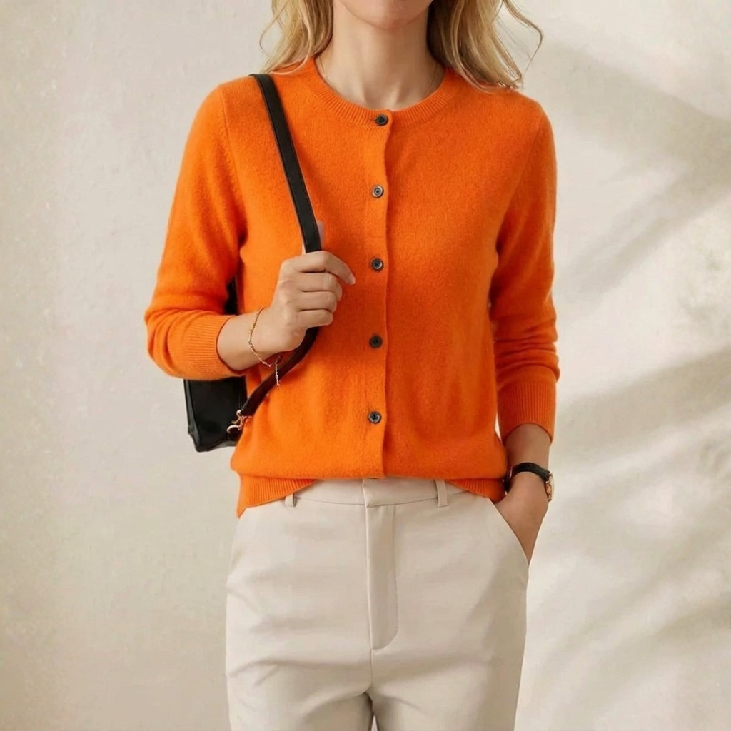 Cassandra – Crew Neck Button Knit Cardigan