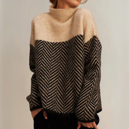 Rhonda – Herringbone Turtleneck Jumper