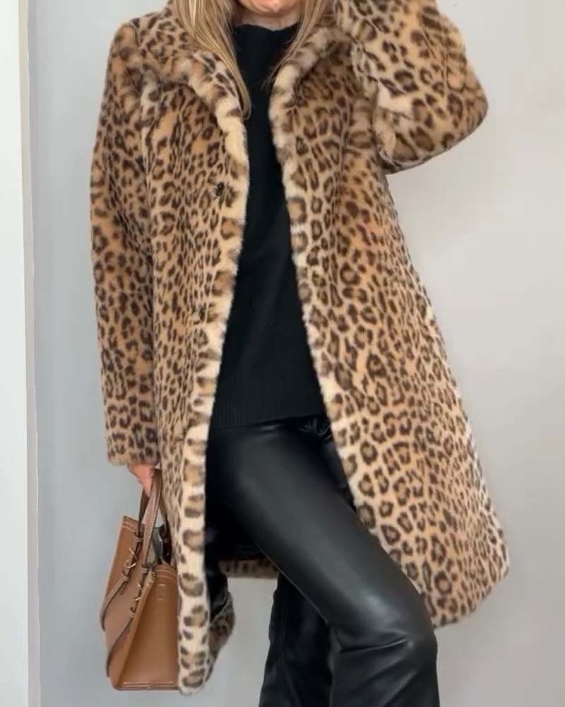 Pamela – Faux Fur Leopard Print Coat