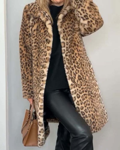 Pamela – Faux Fur Leopard Print Coat