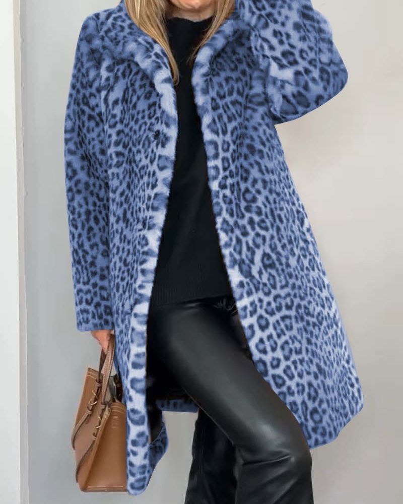 Pamela – Faux Fur Leopard Print Coat