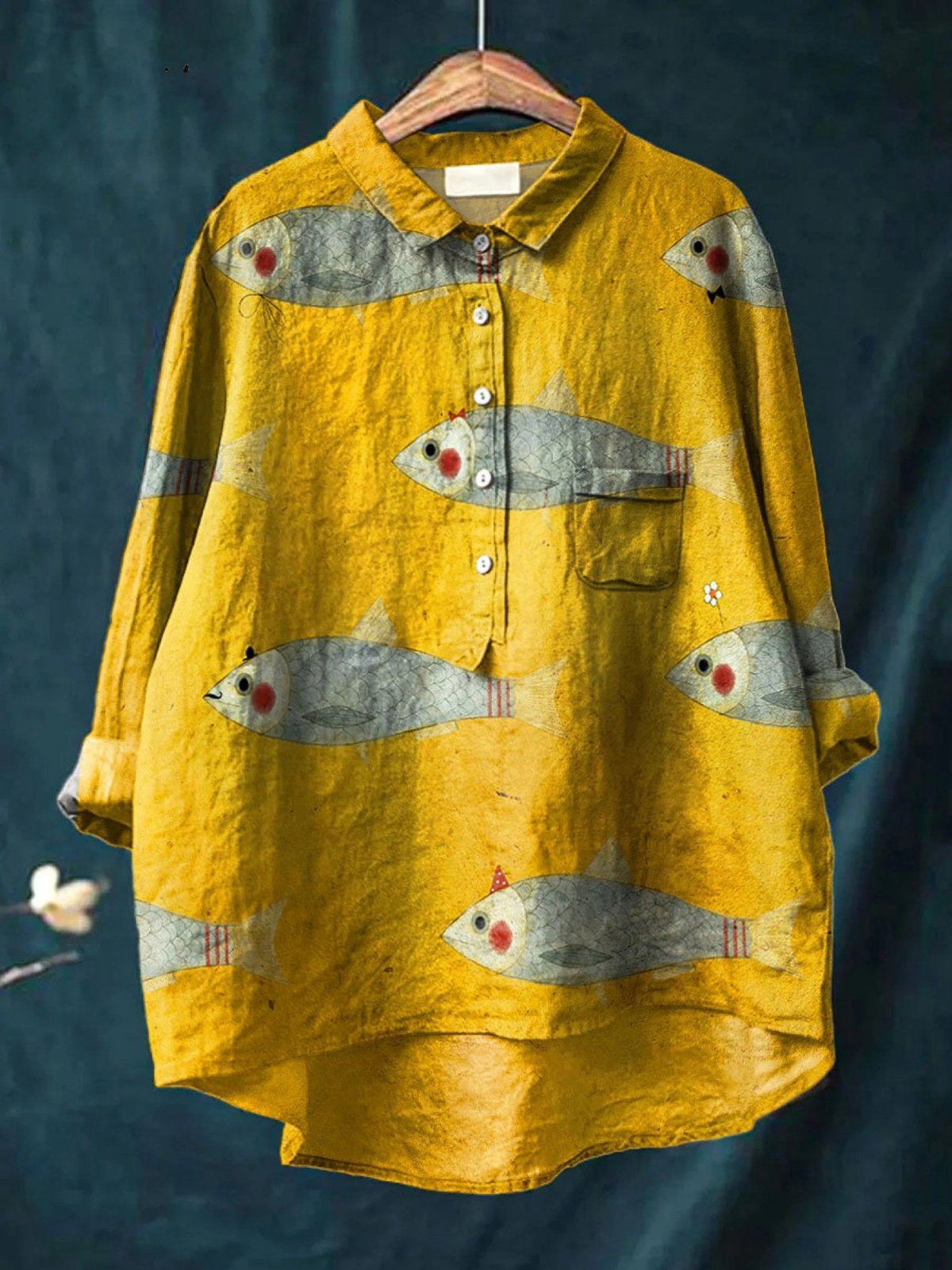 Vivienne | Women's Vintage Fish Art Print Casual Shirt