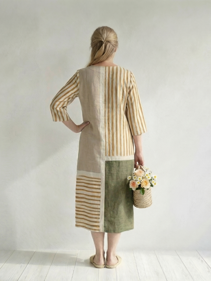 Penny | Light Mixed Stripe Midi Dress