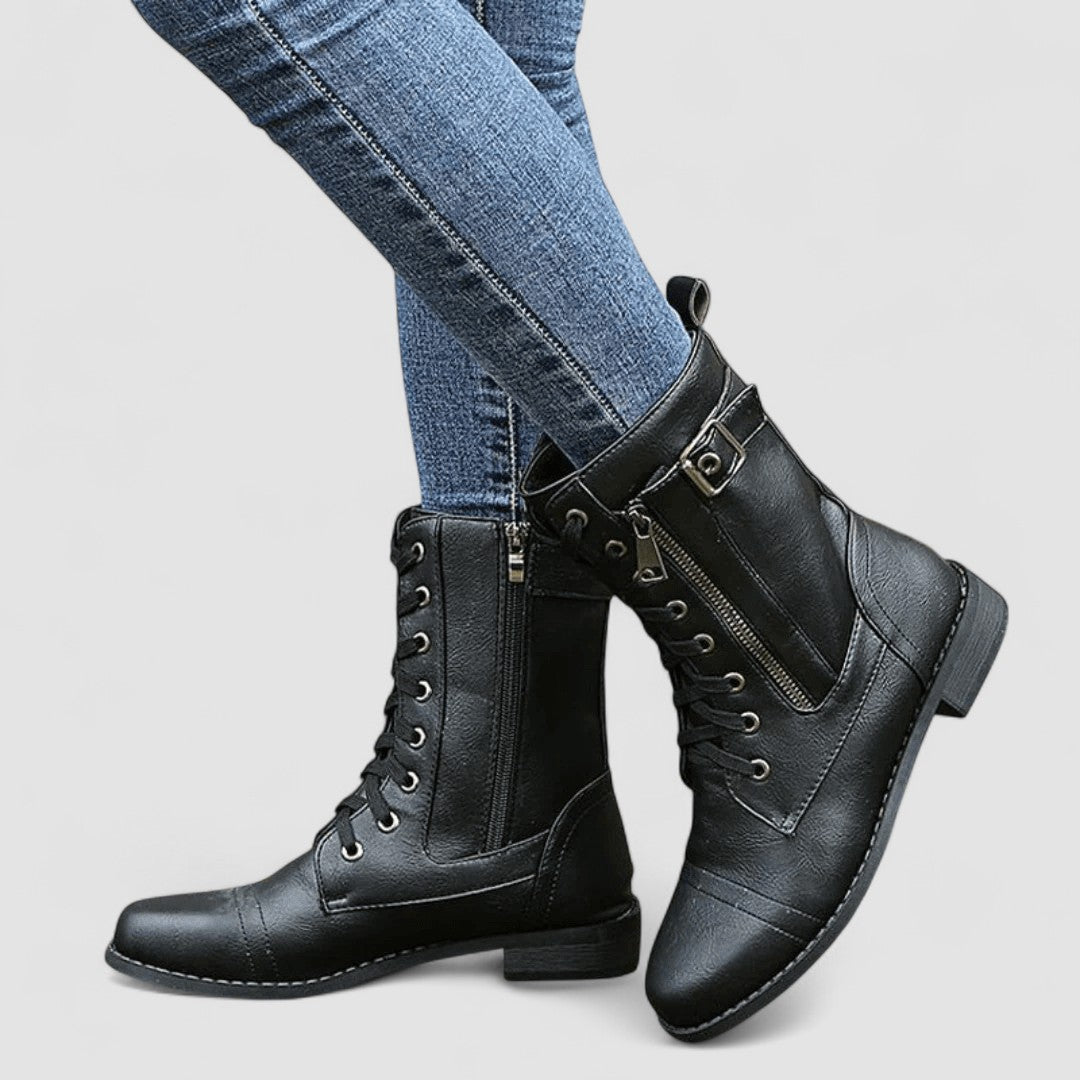 Cheryl – Lace-Up Combat Ankle Boots